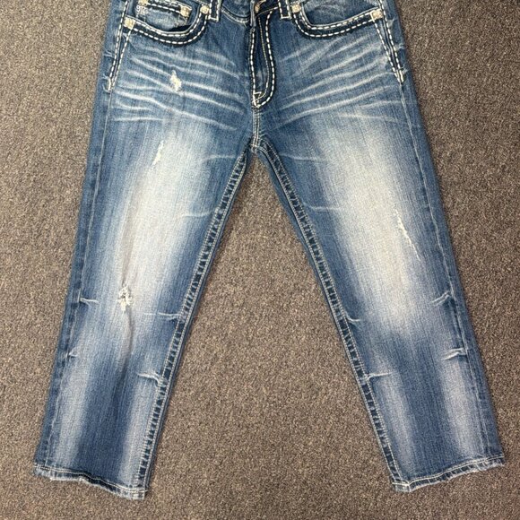 Miss Me Boyfriend Jeans Womens 29 Cropped 26 Inseam Bling Rhinestone Flap Pocket - Picture 6 of 6